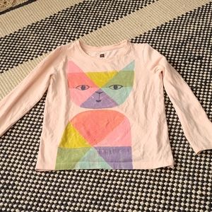Tea Collection 5 year size long sleeve cat shirt